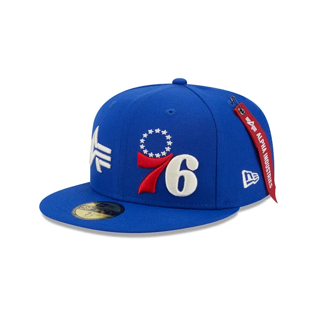 baseball hat for try-on -  Alpha Industries X Philadelphia 76ers Dual Logo 59FIFTY Fitted Hat