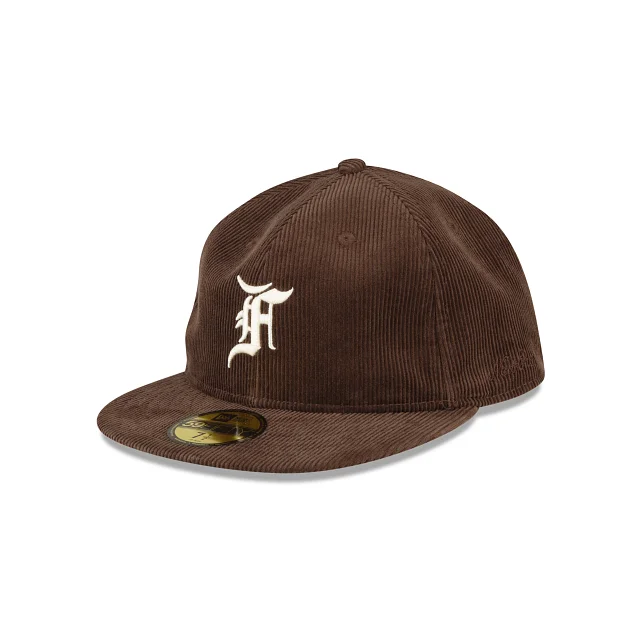 baseball hat for weddings -  Fear of God Essentials Corduroy Walnut 59FIFTY Fitted Hat