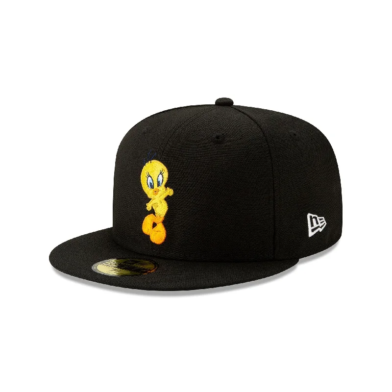 baseball hat for sizing -  Looney Tunes Tweety Bird Black 59FIFTY Fitted Hat