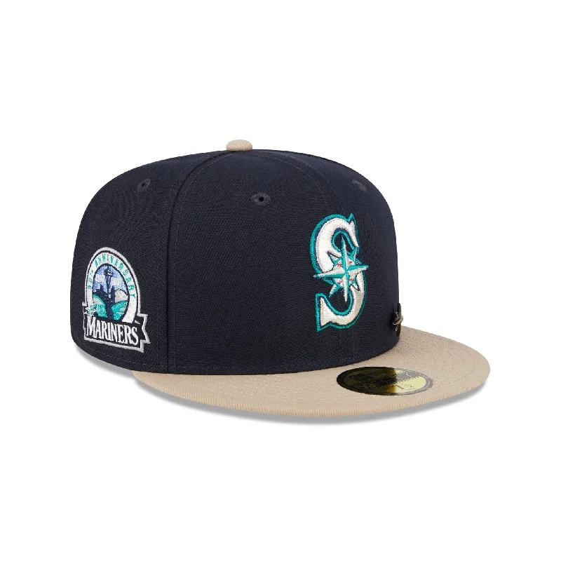 baseball hat for designer -  Seattle Mariners Varsity Pin 59FIFTY Fitted Hat