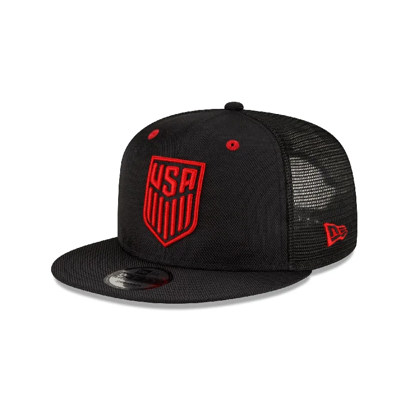 baseball hat for cats -  US Soccer Black 9FIFTY Trucker Snapback Hat