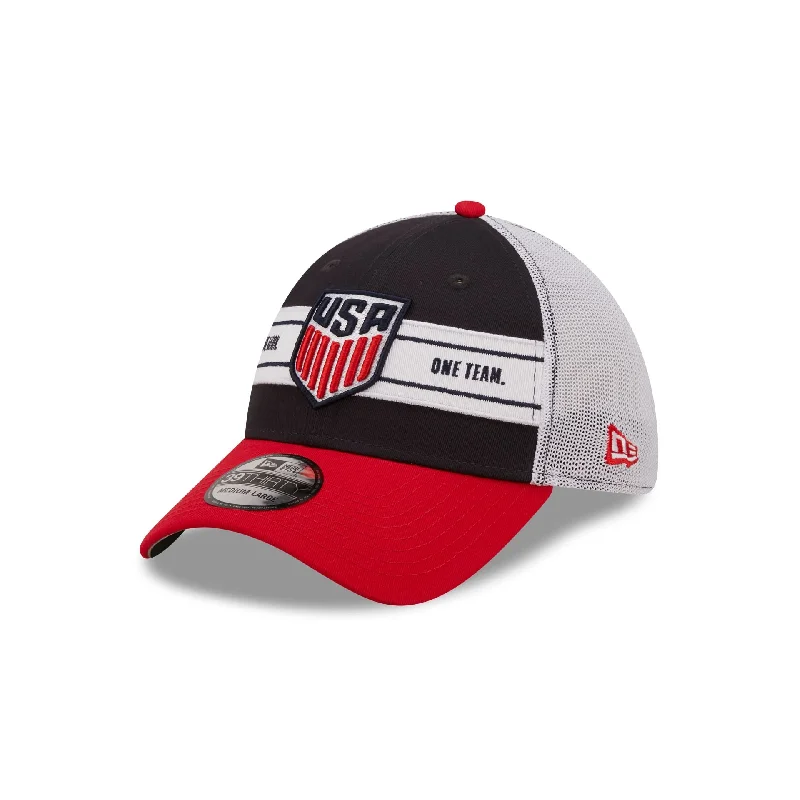 baseball hat for windy days -  US Soccer Mesh 39THIRTY Stretch Fit Hat