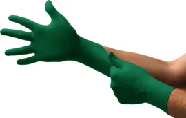 thick gloves -  Ansell Medium Green TouchNTuff® Nitrile Disposable Gloves (100 Gloves Per Box)