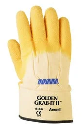 children's gloves -  Ansell Size 10 Golden Grab-It® II Heavy Weight Latex And Natural Rubber Work Gloves With Yellow Jersey And Knit Liner And Safety Cuff