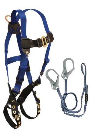 padded gloves -  Back D-ring, Tongue Buckles, 5pt, 6' Looped Y-Leg Internal with Rebar Hooks