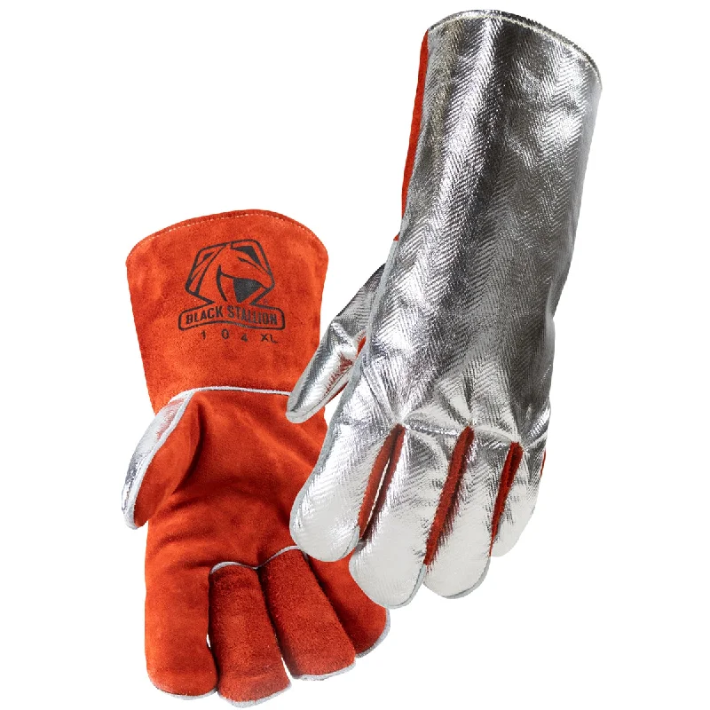 touchscreen gloves -  Black Stallion Cowhide Stick Glove with Aluminized Back & Thumb - 104