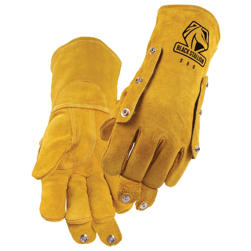 work gloves -  Black Stallion Split Cowhide Stick Glove with FluxGuard Snaps - 580