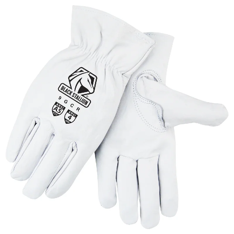 breathable leather gloves -  Black Stallion A5 Cut-Resistant Grain Goatskin Drivers Glove - 9GCR