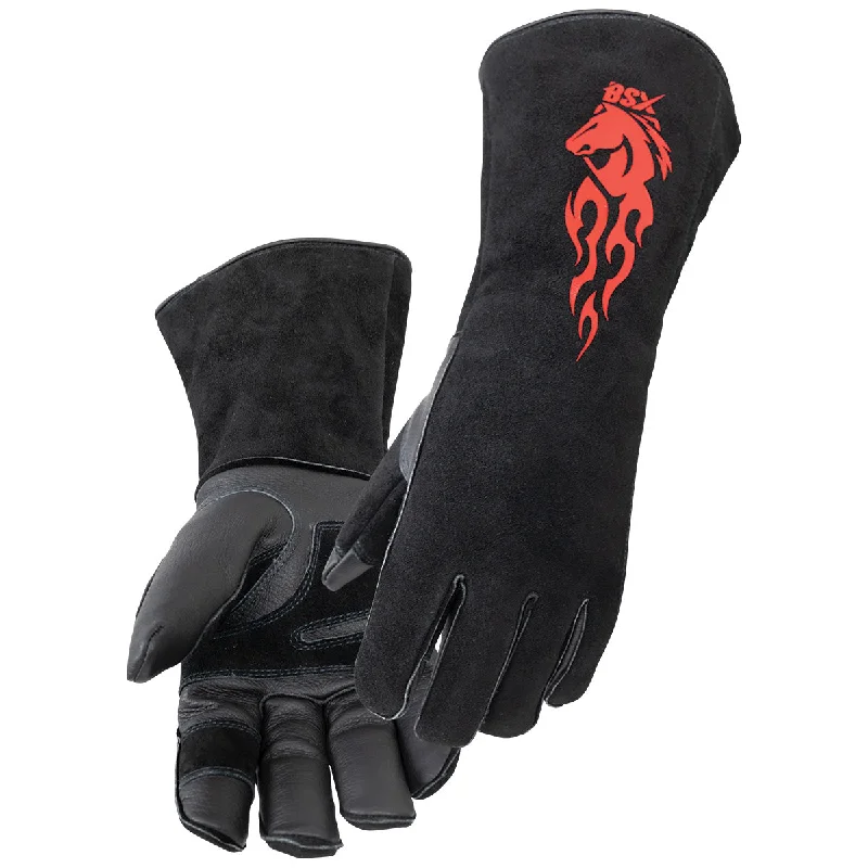 delivery gloves -  Black Stallion BSX Extended Cuff Grain Pigskin Palm Stick Glove - GS3030-BK