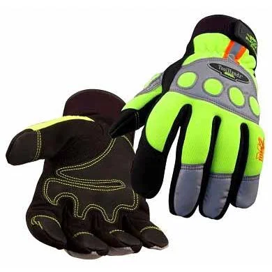 hiking gloves -  BSX Spandex/Synthetic Lea. Reinforced Hi-Vis Mechanic's Gloves - 99HVA