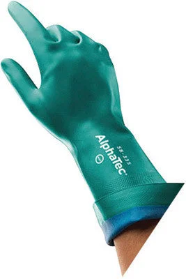 kayaking gloves -  Ansell Size 7 Sea Green AlphaTec 12" AquaDri Nitrile Foam Lined 12/14 mil Nitrile Chemical Resistant Gloves With Gauntlet Cuff