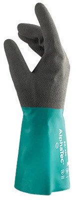 cosmetic gloves -  Ansell Size 11 Sea Green AlphaTec 12" Cotton Flock Lined 12/10 mil Nitrile Chemical Resistant Gloves With Ansell Grip Technology Finish And Gauntlet Cuff