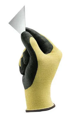 moisture wicking gloves -  Ansell Size 11 HyFlex Light Duty Cut Resistant Black Foam Nitrile Palm Coated Work Gloves With Yellow DuPont Kevlar Liner And Knit Wrist