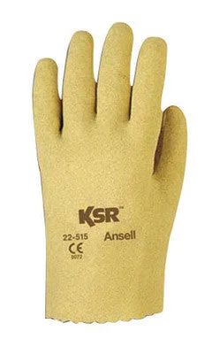 daily use gloves -  Ansell Size 8 KSR Light Duty Multi-Purpose Cut And Abrasion Resistant Tan Vinyl Fully Coated Work Gloves With Interlock Knit Liner And Slip-On Cuff