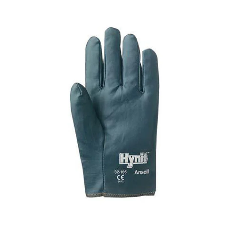 rubber gloves -  Ansell Size 10 Hynit Medium Duty Multi-Purpose Cut And Abrasion Resistant Blue Nitrile Impregnated Fabric Perforated Back Coated Work Gloves With Interlock Knit Liner And Slip-On Cuff