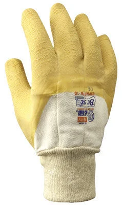 solid color gloves -  SHOWA Best Glove Size 10 The Original Nitty Gritty Cut Resistant Yellow Natural Rubber Palm Coated Work Gloves With White Cotton And Flannel Liner And Knit Wrist