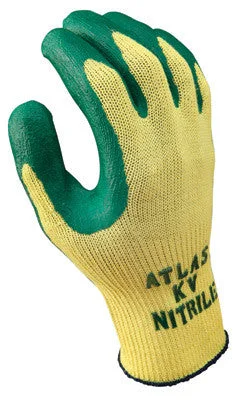 grip gloves -  SHOWA Best Glove Size 7 Atlas 10 Gauge Cut Resistant Green Nitrile Dipped Palm Coated Work Gloves With Yellow Seamless Kevlar Knit Liner