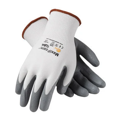 player gloves -  Protective Industrial Products X-Large MaxiFoam By ATG 15 Gauge Abrasion Resistant Gray Foam Nitrile Palm And Fingertip Coated Work Gloves With White Seamless Knit Nylon Liner And Continuous Knit Cuff