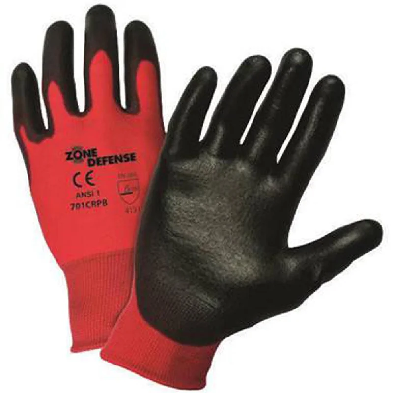 chemical resistant gloves -  West Chester Small Zone Defense Cut And Abrasion Resistant Black Polyurethane Dipped Palm Coated Work Gloves With Elastic Knit Wrist