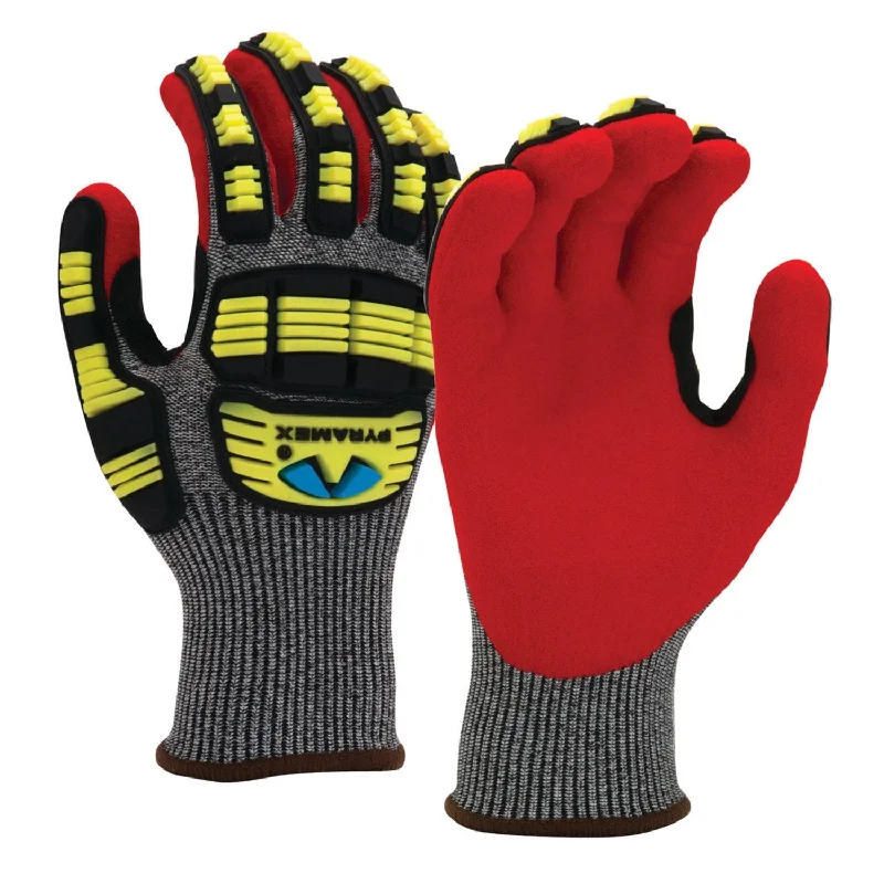 team gloves -  PYRAMEX A6 Cut Sandy Nitrile Dipped Level 2 Impact Gloves (1-Pair/Size X-Large)