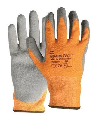 hard leather gloves -  Wells Lamont X-Large Hi-Viz Orange And Gray GuardTec3 Dipped Cut Resistant Gloves With Knitwrist And Thermal Lining