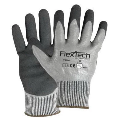 fingerless gloves -  Wells Lamont Large Gray And Black FlexTech 13 gauge Light Weight HPPE Dipped Cut Resistant Gloves With Knitwrist And Thermal Lining