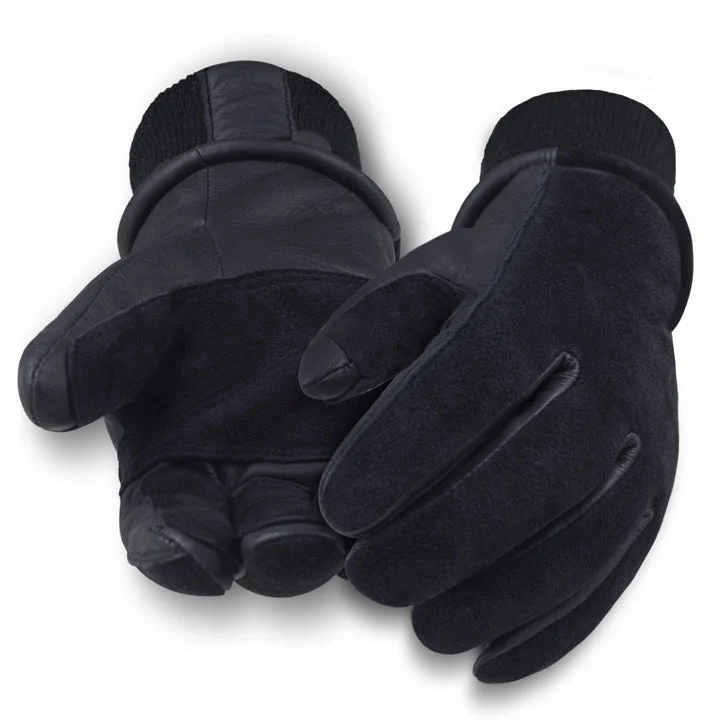 seamless gloves -  Premium Deerskin Leather Winter Gloves with 3M Thinsulate - Black