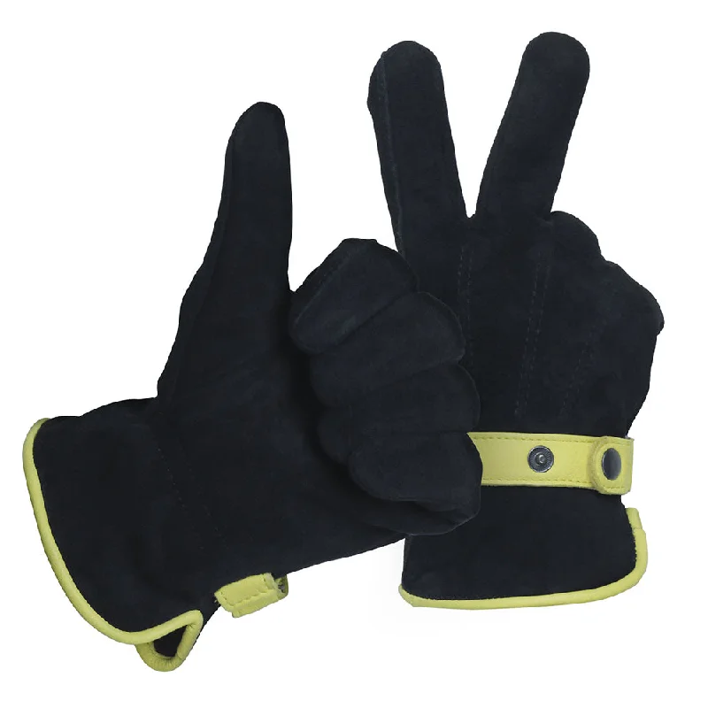 riding gloves -  Deerskin Suede Gloves with 3M Thinsulate®  –  Black/Yellow