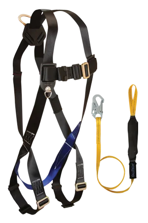 plain gloves -  FallTech 3pt, Back D-ring, Mating Buckles, 6' Looped SoftPack Lanyard with Snap Hook