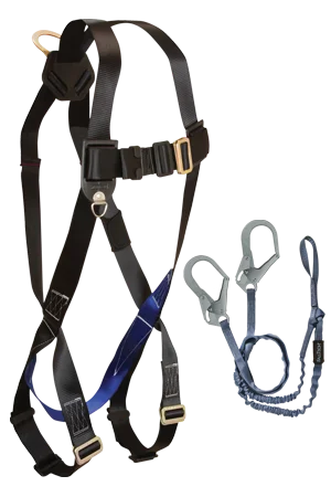 yellow gloves -  FallTech 3pt, Back D-ring, Mating Buckles, 6' Looped Y-Leg Internal with Rebar Hooks