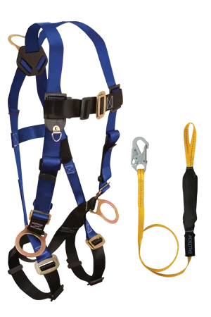 professional gloves -  FallTech Back and Side D-rings, Mating Buckles, 5pt, 6' Looped Soft Pack Lanyard with Snap Hook