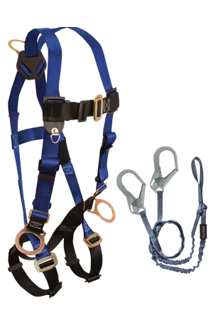 designer gloves -  FallTech Back and Side D-rings , Mating Buckles, 5pt, 6' Looped Y-Leg Internal with Rebar Hooks