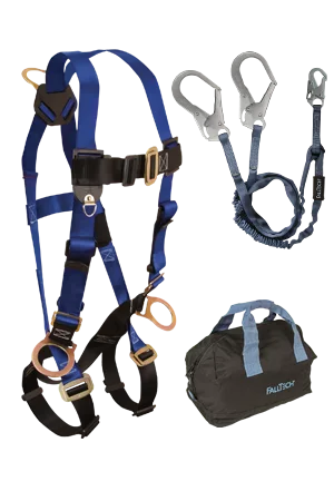 uncoated gloves -  FallTech Back and Side D-rings , Mating Buckles, 6' Internal Y-Leg, Rebar, and Gear Bag