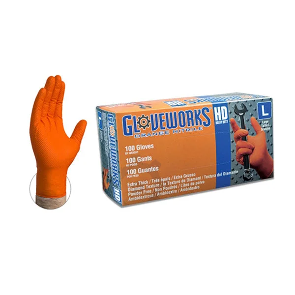 casual gloves -  Nitrile Heavy Duty Orange Gripper Glove (100/bx)