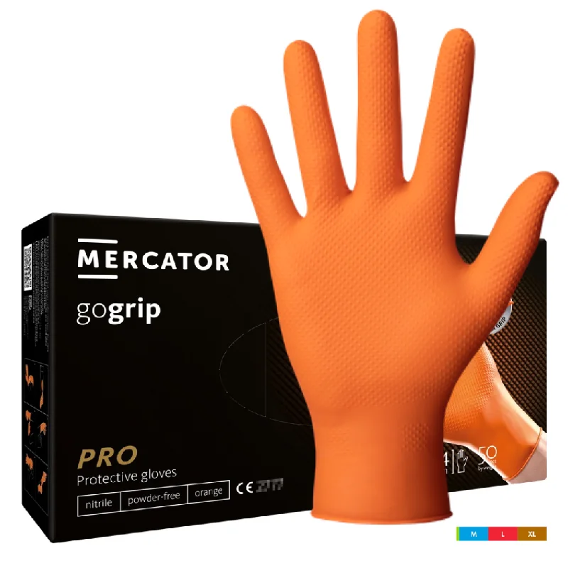 faux leather gloves -  Heavy Duty Orange Nitrile Textured Gloves