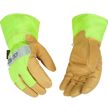 uv resistant gloves -  Kinco 1939 Hi-vis Nylon Fabric Back and Safety Cuff Lined Pigskin Thermal Insulation Gloves (one dozen)