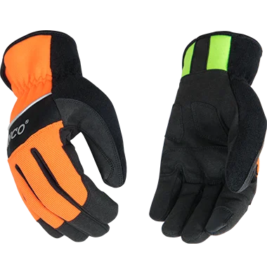 affordable gloves -  Kinco 2012HV Hi-vis Polyester-Spandex Fabric Back Safety Pro Touch-Screen Compatible Driver Gloves (One Dozen)