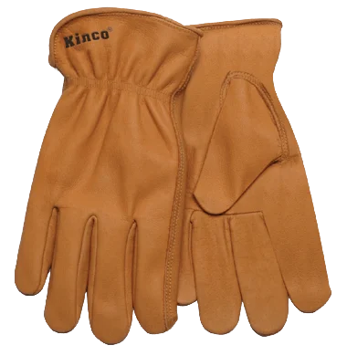 makeup gloves -  Kinco 81 Rust Full Grain Buffalo Easy-On Cuff Shirred Elastic Wrist Leather Hem Drivers Gloves (One Dozen)