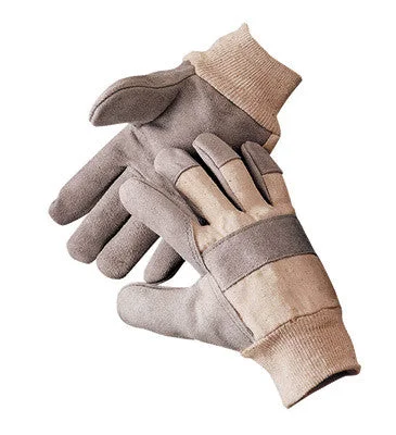 exfoliating gloves -  Radnor Large Side Split Leather Palm Gloves With Knit Wrist, Duck Canvas Back And Reinforced Knuckle Strap, Pull Tab, Index Finger And Fingertips \ Pair