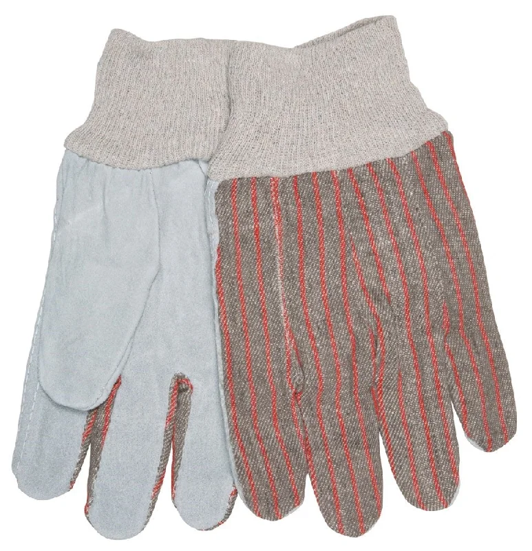 cleaning gloves -  MCR Safety 1030 Knit Wrist Clute Pattern Unlined Economy Split Leather Palm Work Gloves, Large (One Dozen)