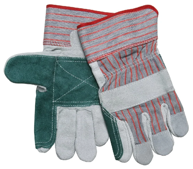 fleece gloves -  MCR Safety 1211 2.5 Inch Rubberized Safety Cuff Split Leather Double Palm Work Gloves (One Dozen)