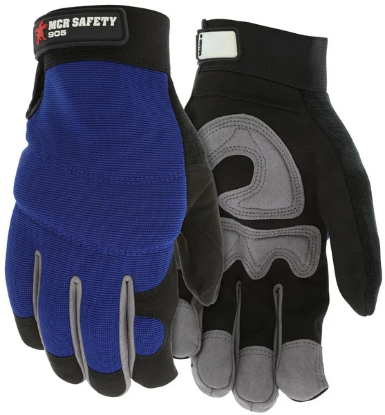 pilates gloves -  MCR Safety Mechanics Gloves Synthetic Leather Palm Adjustable Hook and Loop Wrist Closure