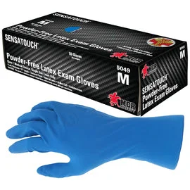 lace-up gloves -  Memphis Glove Medium Blue SensaTouch™ 11 mil Rubber Latex Disposable Gloves