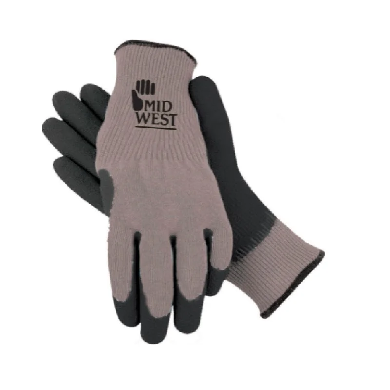 vibration resistant gloves -  Midwest 66BLK Rubber Latex Coated Palm Knit Gloves (One Dozen)