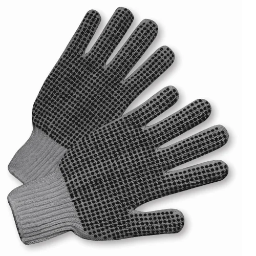 hazardous material gloves -  PIP Medium Weight Seamless Knit Cotton/Polyester Glove with PVC Dotted Grip - Double-Sided