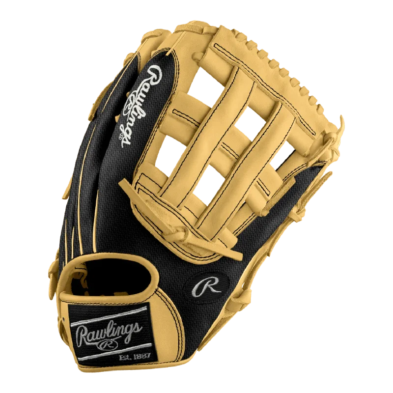 cashmere gloves -  Rawlings Custom 12.75” H-Web Black Speed Shell Camel Heart of the Hide Outfield Glove