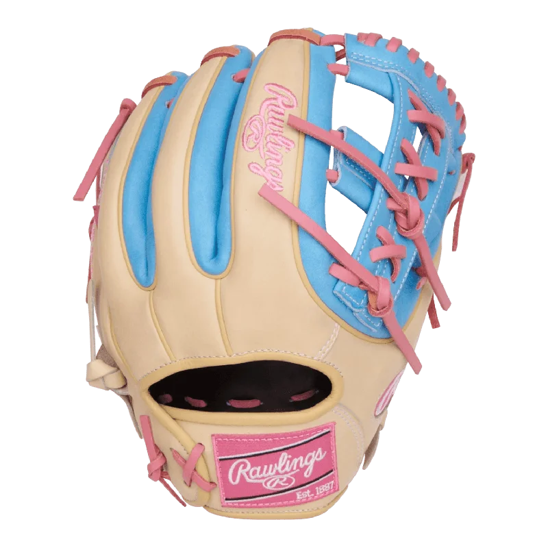 safety gloves -  Rawlings Heart Of The Hide 11.5'' Baby Blue Pink Baseball Glove PROR314-32CCB