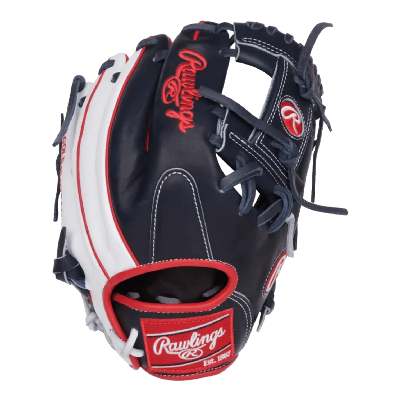 branded gloves -  Rawlings Heart of the Hide 11.5" ContoUR I-Web Red White Blue Baseball Glove PROR204U-2N