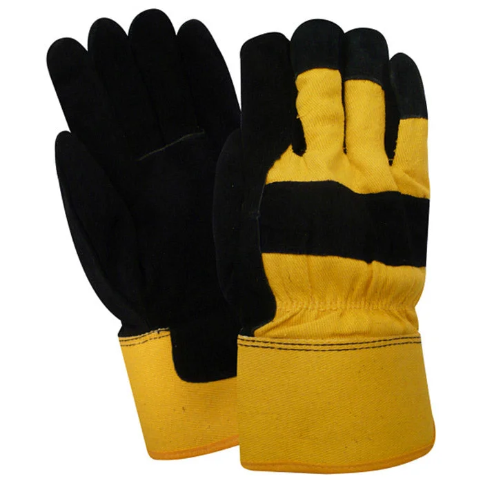 logistics gloves -  Red Steer 53164 Suede Pile Thermal Lined Yellow Fabric Back Leather Palms Gloves (One Dozen)