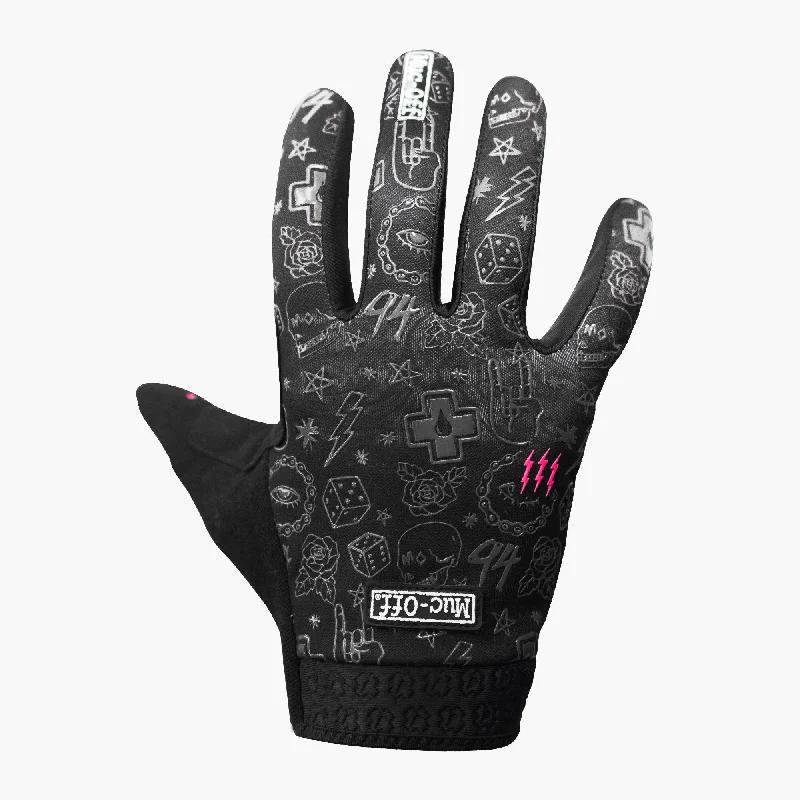 polka dot gloves -  Rider Gloves - Grey Punk